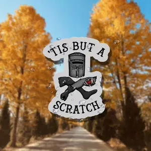 Monty Python Holy Grail Knight "Just A Scratch" - Humorous Matte Vinyl Stickers, Self Adhesive Car and Exterior Accessories Stickers, Car Decal, Universal Car Sticker, Vehicle Exterior Decoration