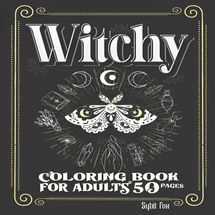 Interactive Adult Activity Coloring Book - 50 Goth Pages with Modern Witch, Gothic Witchcraft Line Art, Potions, Book of Shadows, Celestial Moon Magic Designs, Bleed-Free Paper, Gift-Worthy Illustrations for Inspiration, Creativity, Artwork, De-Stress