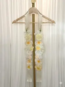 Handmade Flower Graduation Stole – Custom Ribbon Lei, Aesthetic Senior Photo Accessory