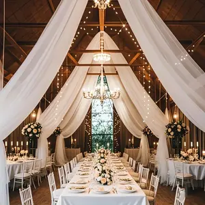 Versatile Elegant 3pcs White Wedding Arch Drapery - 26.2ft*2.6ft Chiffon Polyester Fabric - Bridal Shower, Wedding Ceremony, Party Supplies