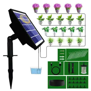 Solar Garden Watering System, Solar Powered Watering Kit with 15 Micro Drippers, Efficient Automated Plant Care for Greenhouses and Pots, Automatic Plants Watering