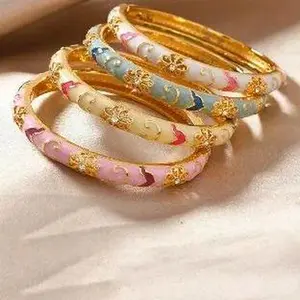 Vintage Flower Pattern Bangle, Elegant Bangle, Boho Style Trendy Jewellery Accessories for Women & Girls, Fashionable Bangles, All-match & Exquisite Jewelry for Birthday Gift