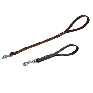 GSS - Heavy Duty Leather Traffic & Control Leash with Stainless-Steel Clasp