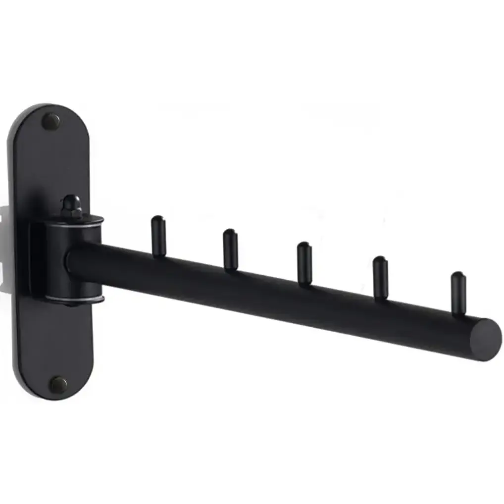 Folding Wall Mounted Clothes Hanger Rack with Swing Arm, Foldable 180°Rotation, Stainless Steel 304 Folding Clothes Hanger Drying Rack Rod, for Laundry Room Valet Hook (Black)