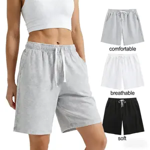 1-3PACK 240G Womens And Mens Shorts Casual Cotton Elastic Waist Streetwear Elastic Waist Drawstring Gym Workout Jogger Unisex Pants with Pocket