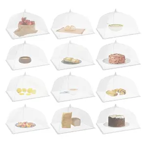 Reusable Mesh Food Covers - 12-Pack, 17"x17" White, Portable Home & Outdoor Accessories for BBQ, Camping