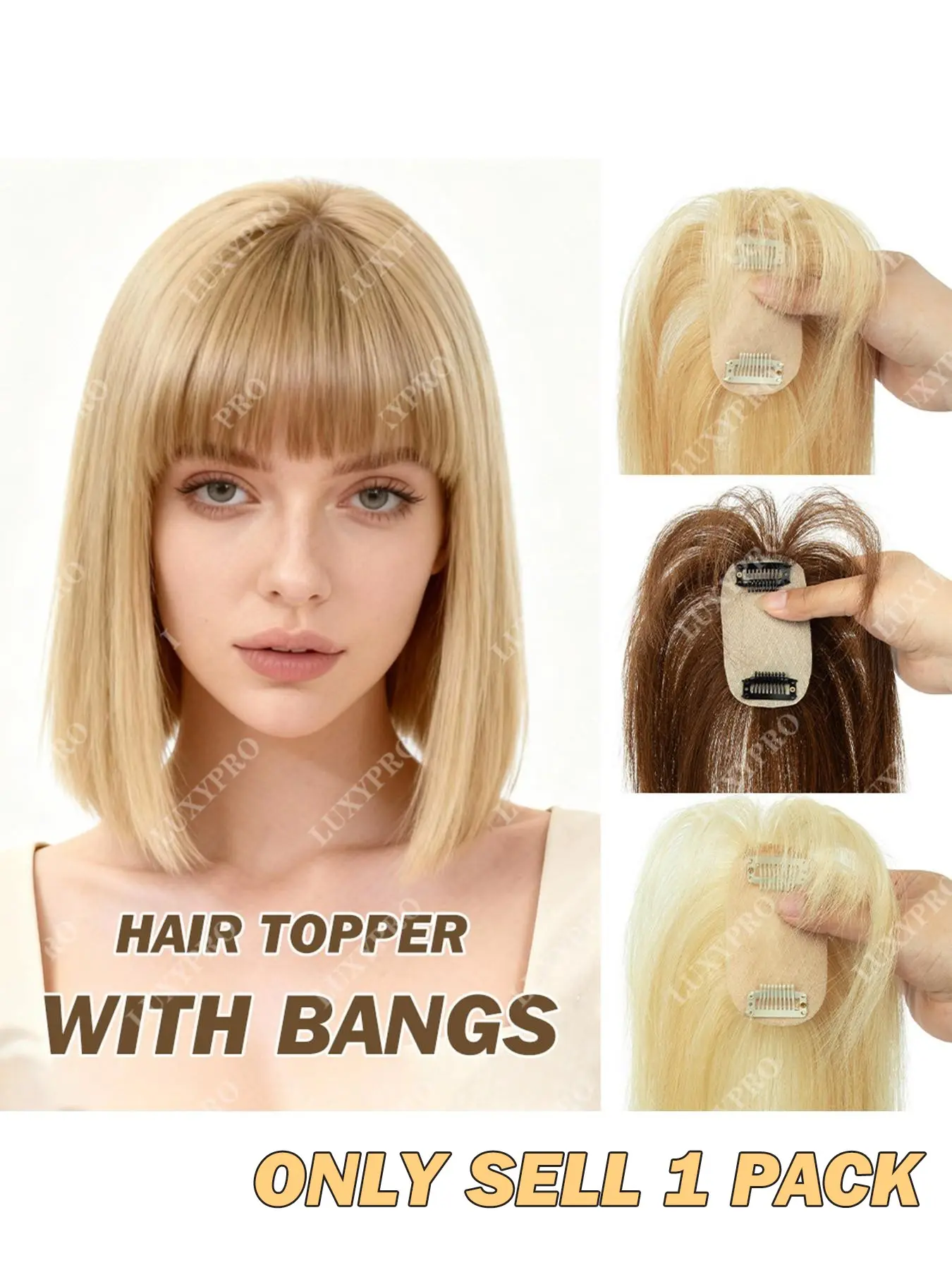 Silky Base Real Hair Extensions for Women, 3D 360° Full Coverage Clip-In Hair Pieces with Air Bangs, Lightweight (length 20cm-35cm)- Volume & Density for Bald Spot/Thin, Application