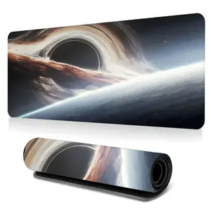 1pc Black Hole Space Galaxy Large Gaming Mouse Pad, Astronomy Sci-Fi Art Extended Desk Mat,Office Desk Accessories Non-Slip Stitched Edge Computer Mat ,Rubber Base Laptop Keyboard Pad for Home Office & Gamer,Durable and Spill-Resistant,Ideal Gift