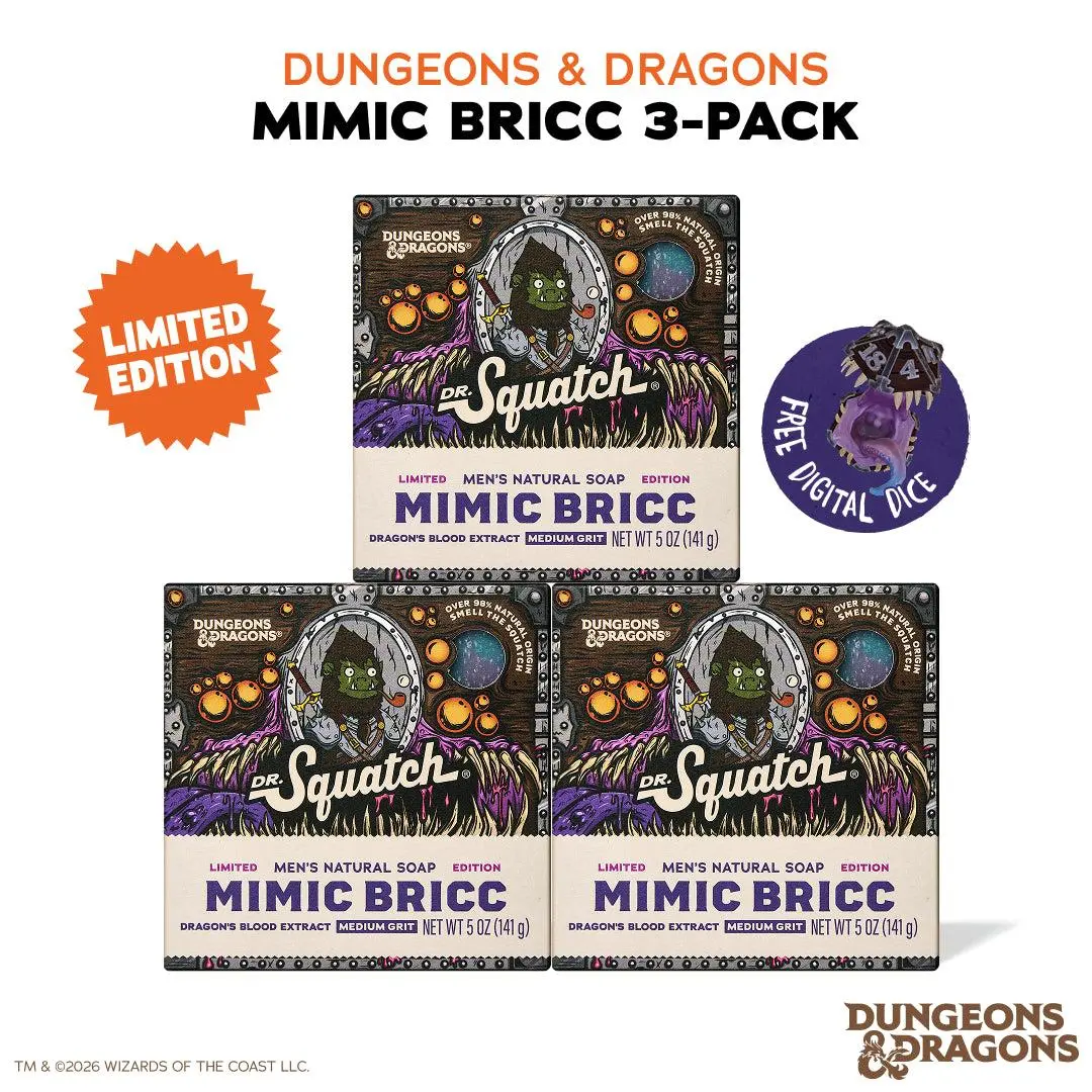 Dungeons & Dragons Mimic Bricc 3-Pack - Dr. Squatch Exclusive Limited Edition Bar Soap Dungeons & Dragons Mimic Bricc 3-Pack - Dr. Squatch Exclusive Limited Edition Bar Soap