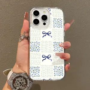 Trendy Magnetic Case for iPhone11/12/13/14/15/16/17/promax, Blue Bow & Florals Ultra Slim, MagSafe Support, Shockproof | Playful & Fun Style