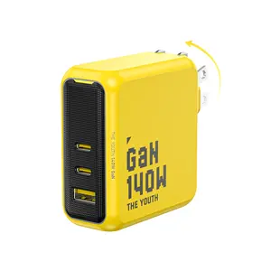 AOHi Youth 140W USB-C GaN Charger, Compact Foldable Multi-Port PD3.1 PPS Fast Charging for MacBook, iPhone, Samsung, iPad, Steam Deck