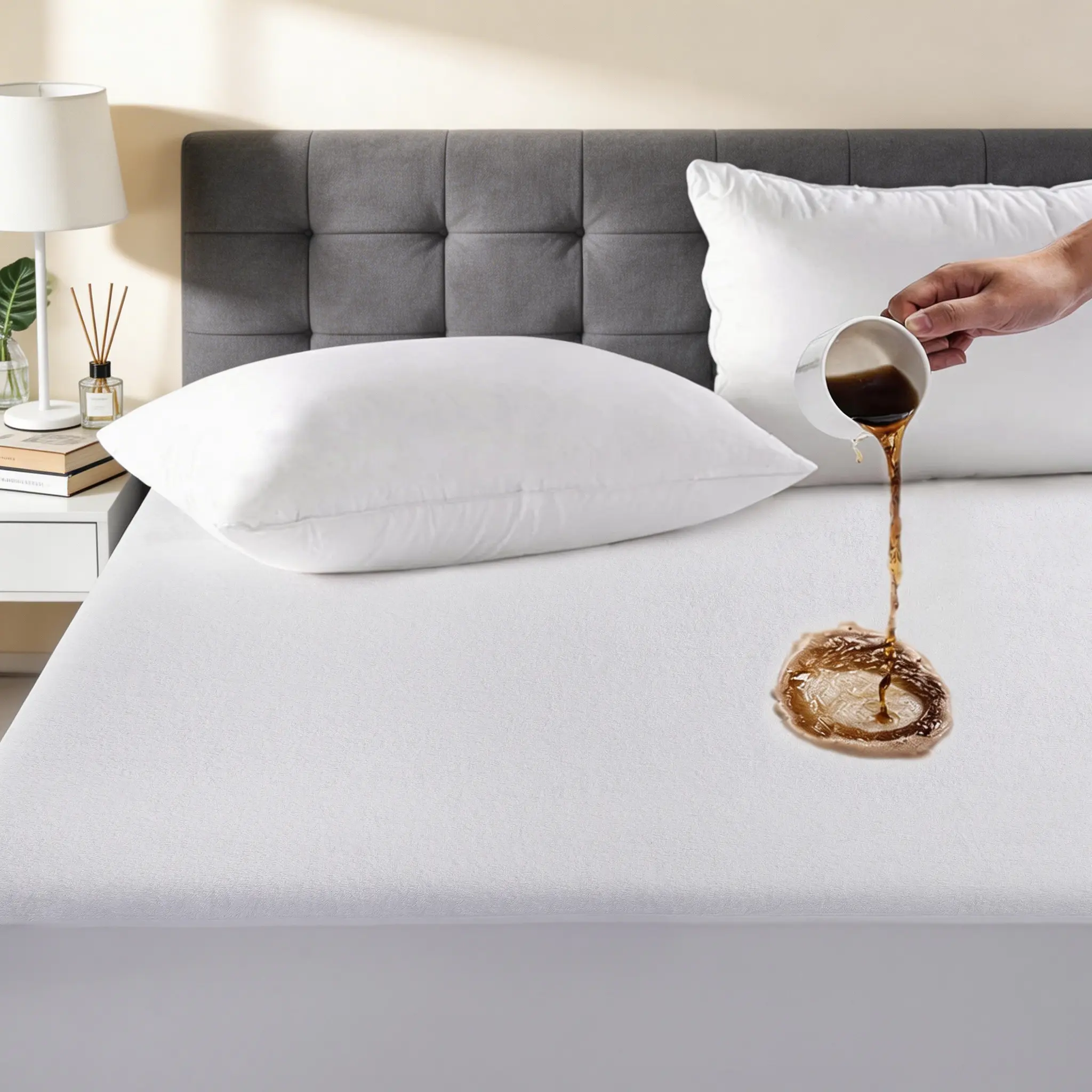 TASTELIFE Twin XL Size Waterproof Mattress Protector - All Mattress Sizes Compatible, 100% Breathable Noiseless Vinyl-Free Deep Pocket Cover (6-18 in), Machine Washable White Topper for Summer Use，for all seaseasons.summerwins