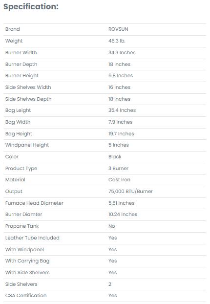 [TOP RATED - FLASH SALE] ROVSUN 3-Burner 225000 BTU Windproof Camping Propane Stove with Side Shelves & Bag