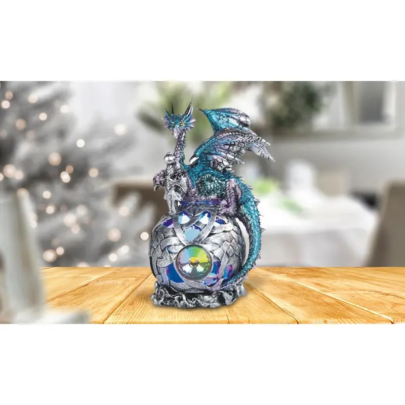 6"H Blue and Purple Dragon Globe with LED Globe Statue Fantasy Night Light Decoration Figurine