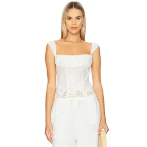 WeWoreWhat Wide Strap Ruched Cup Corset in Ivory
