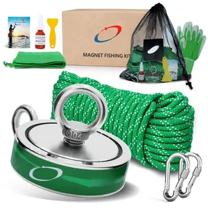 Double Side  Fishing Kit,1700 Lb Super  Fishing  kit with 66 Ft Rope,Large Neodymium  Fishing with Accessories for Treasure&Underwater Cleaning-3.5 Inch