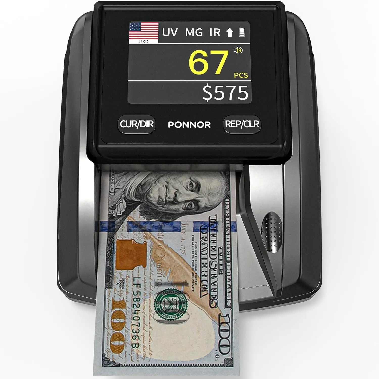 PONNOR AL-135T Counterfeit Bill Detector with 3" Digital Screen Total Value Add Function 4-Way Orientation Pass/Fail Indicator USD/EUR/CAD/MXN Support Coin Counter Machine tiktokshopbacktoschool,back to school,back to school haul