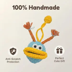 Handmade Crochet Big Mouth Key Cover, Cute Key Cap Design, Ideal Yarn Key Protector Sleeve for House Keys, Perfect Gift for Both Genders