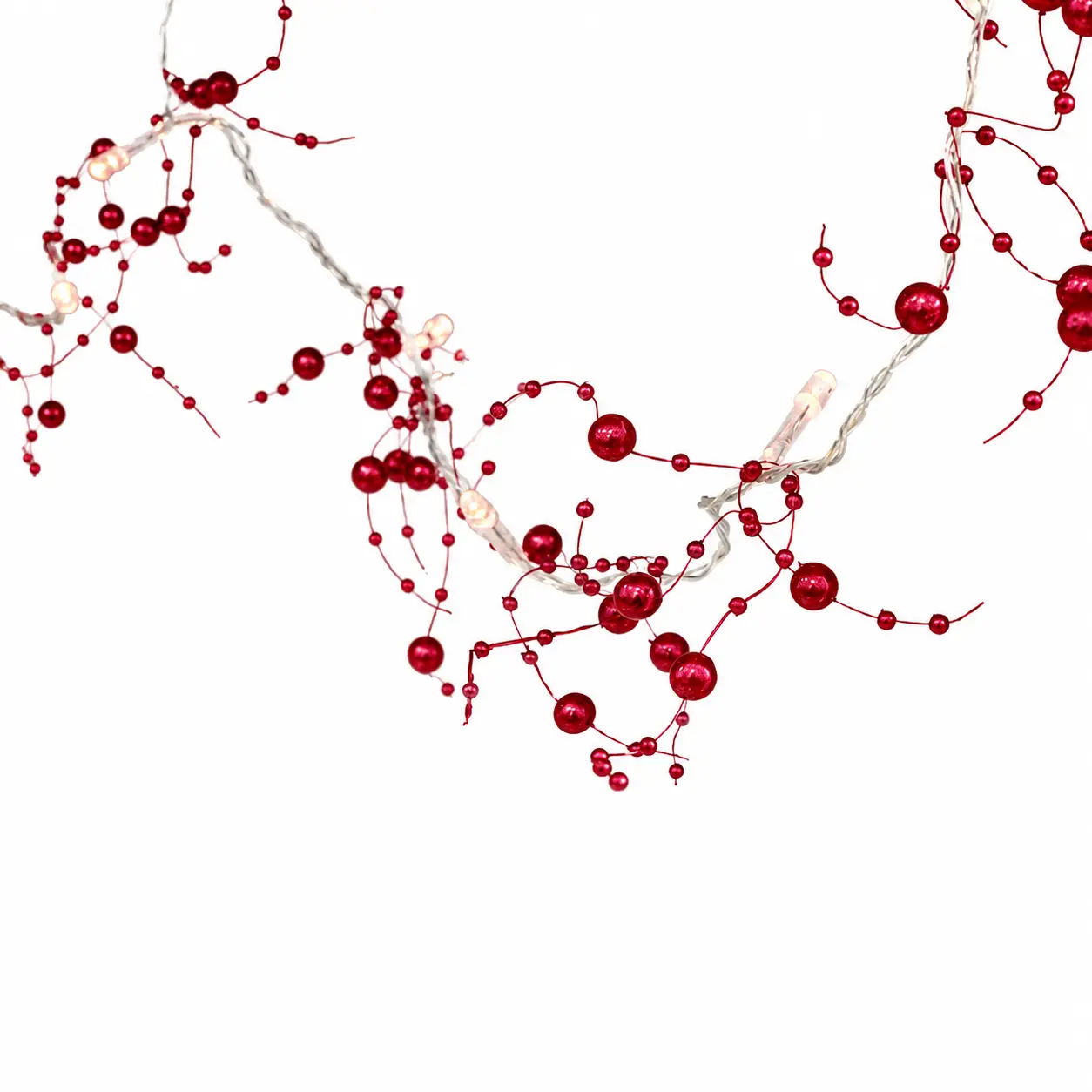 Perfect Holiday Beads String Lights Decorative Ambient Lighting Battery Operated 20 LED Pearl Cluster Red
