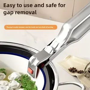 Stainless steel anti-scalding clips, kitchen bowl clips, steamer clips, heat-resistant kitchen tools, kitchen utensils gadgets, can safely lift hot bowls, plates and cookware, suitable for air fryer, steamer, oven, ergonomic handle - light and easy to use