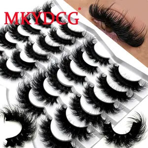 MKYDCG Dramatic Long Thick Volume 12 Pairs Cat Eye Lashes Fluffy Faux Mink 8D Wispy False Eyelashes Makeup Cosmetic Enhancer