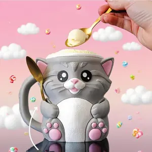 Cute Cat Ice Pop Holder with Anti-Freeze Handle and Secret Snack Drawer, Reusable Plastic Ice Pop Cooler, Party Picnic Gift