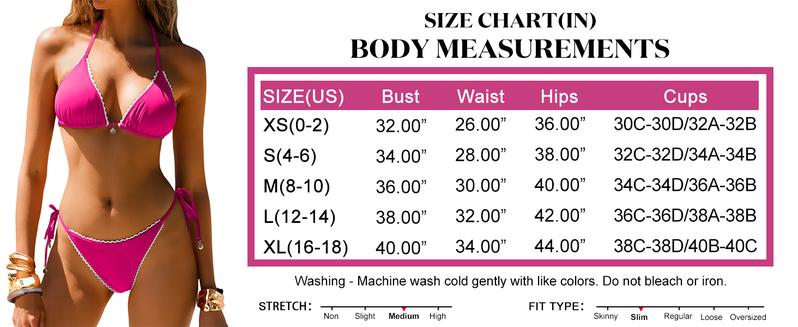 ANRABESS Women's Triangle Bikini Sets Sexy Halter String Two Piece Swimsuits Tie Lace Trim Bathing Suit Trendy Beach Swimwear