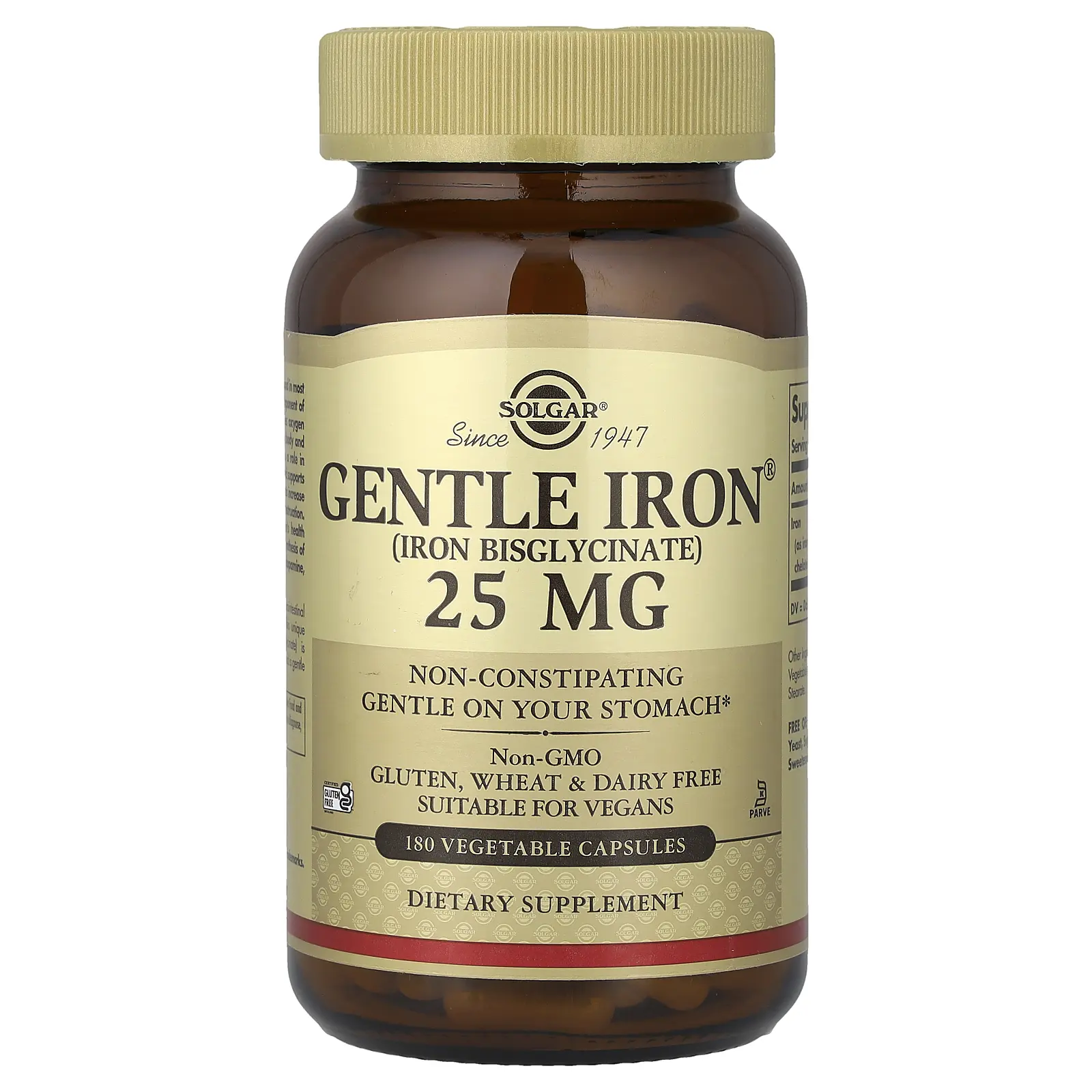 Solgar Gentle Iron®, 25 mg, 180 Vegetable Capsules