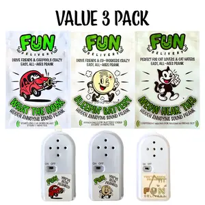 Hidden Sound Prank Variety 3-Pack by FUN Delivery – Cat Meow, Smoke Alarm Beep & Car Horn | April Fools & Office Gag Gift | White Elephant Prank