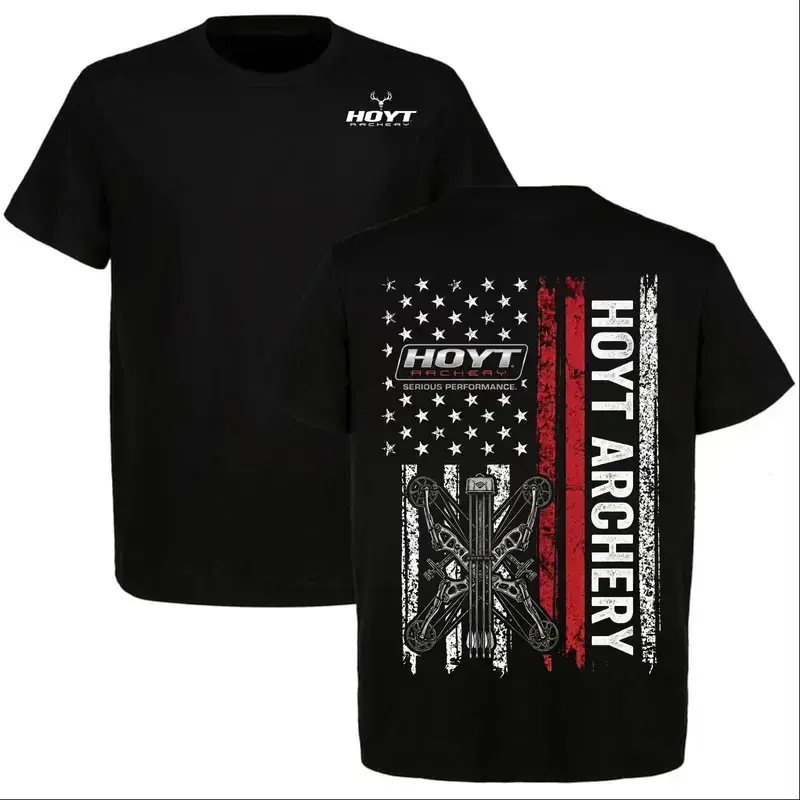 Hoyt Archery Men's Stylish Soft Round Neck Short-Sleeve T-Shirt - Patriotic Bowhunter Design, Made in USA, Great Gift for Archers - KitchenEra