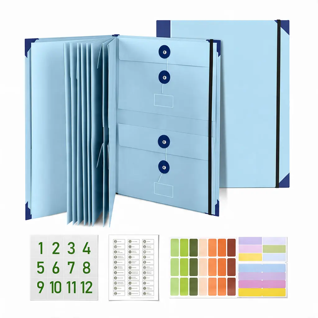 Important Document Organizer with Accordion Pockets – Secure Storage for Passport, Birth Certificate & Important Papers, Ideal for Home & Office File Organization Fireproof File Folder Manila Folder Expanding File