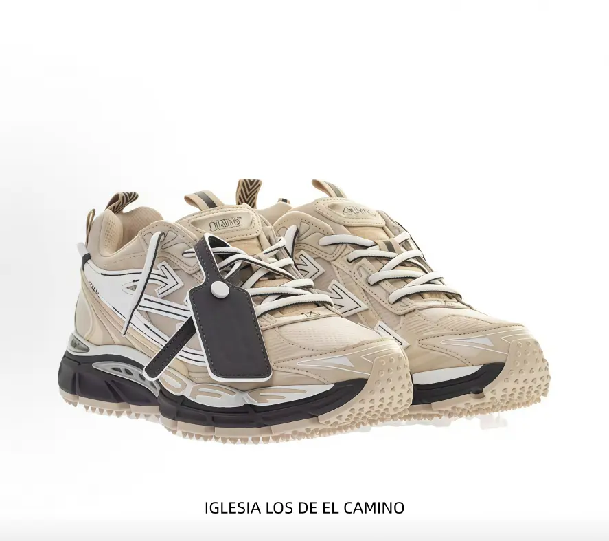 Earth Tone Neutral Casual Trainers Multi‑Layer Overlays Graphic Line Print Cushion Midsole Unisex Daily Outdoor Footwear