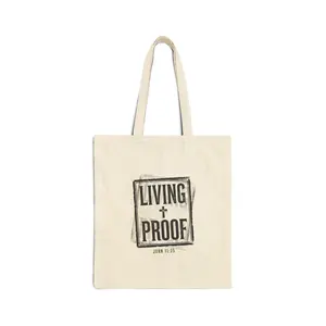 Living Proof cross typography Tote | Christian streetwear, vintage-wash