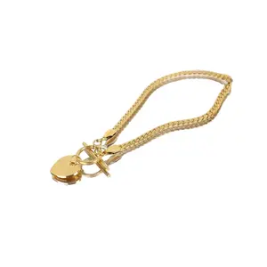 Gold Chunky Chain Necklace for Women Puffy Heart Pendant Necklace White Gold Thick Chunky Chain Link Necklaces Heart Coin Choker Necklace Valentine's Day gift