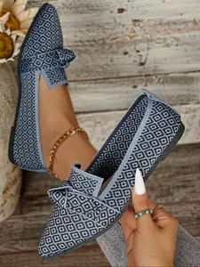 Women's Summer Casual Shoes, Pointed Toe Textile Upper, Rubber Sole, Medium Width, All-Season Footwear, Comfortable Slip-On Design