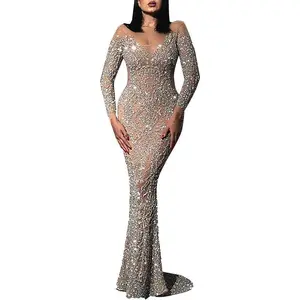 Sparkle Dress Party Night Elegant Plunge Vneck Hollow Out Tassel  Fishtail Gowns Years Eve Outfit Long Sleeve Evening Formal|     Fringe Birthday Bling dress fall dresses winter formal dress Womenswear Comfort Basic Minimalist Elegance Statement