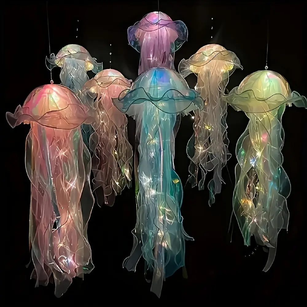 2pcs Jellyfish LED String Lights for Halloween & Christmas, Outdoor Garden & Indoor Hanging Fairy Lights, Party Decor for Weddings, Birthdays, Gender Reveal, Energy-Efficient Mood Lighting - Multiple Colors or Random Color