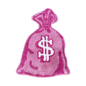 LAKEA Wallet Shape Tufted Rug Pink Gril Room Anti-Slip Trippy Bedroom Handmade Flocking Rug Carpet Living Room Entrance Rug Home Decor Decorative Fluffy Rug Fluffy Area Rugs Home Decoration Mat