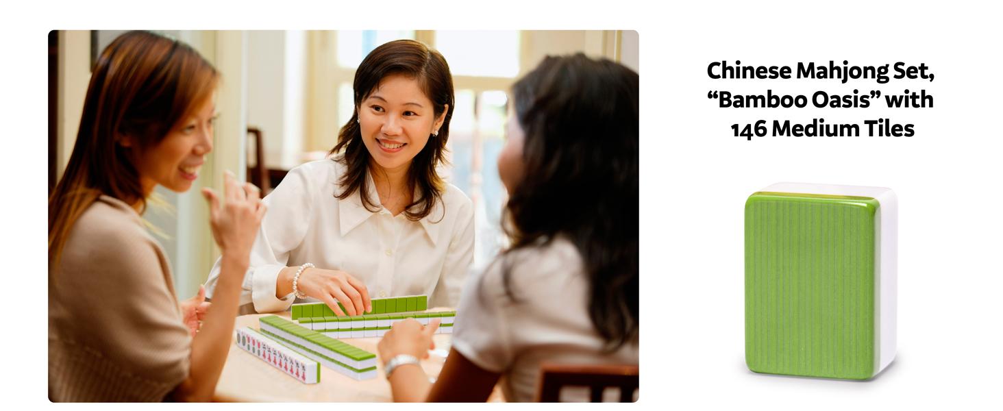 Yellow Mountain Imports Chinese Mahjong Set – Rouge Oasis – 146 Small Tiles for Chinese-Style Play