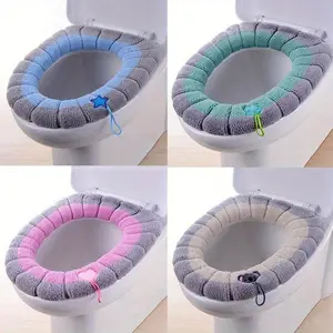 Winter Warm Toilet Seat Cover Mat Toilet Seat Protector Bathroom Restroom Toilet Pad Cushion with Handle Thicker Soft Washable Closestool Warmer Accessories