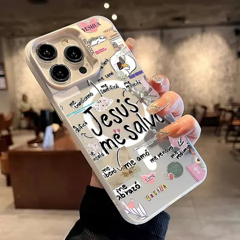 Jesus Me Salva Pattern Magnetic Silicone+PC 1.2mm Phone Case for iPhone 15/16/14 Pro/14 Pro Max/13/12/11/XR/XS Plus, Shockproof for Daily Drops, Anti-Scratch, Slim Profile, Easy Pocketing Durable Mobile Accessory Cover