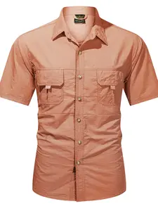 2026 Summer New Men's Outdoor Casual Quick-Dry Short Sleeve Shirt, Trendy Fashion Collar Middle Youth Solid Color Shirt, Slim-Fitting Plain Style