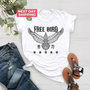 Free Bird Shirt Boho TShirt Eagle Tee Retro Music Sweatshirt Vintage Inspired Graphic Tee Casual Classic Autumn Menswear Long Sleeve Hoodie