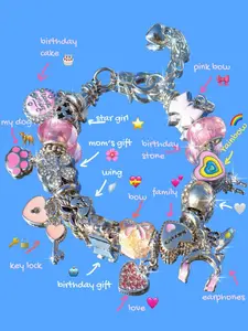 Cute Robot Charm Bracelet, Heart Lollipop DIY Bracelet, Floral Bracelet, Keychain Pendant Bracelet, Cute Style Bracelet for Women