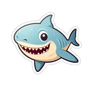 Kawaii Shark Vinyl Sticker - Laptop, Water Bottle, Notebook
