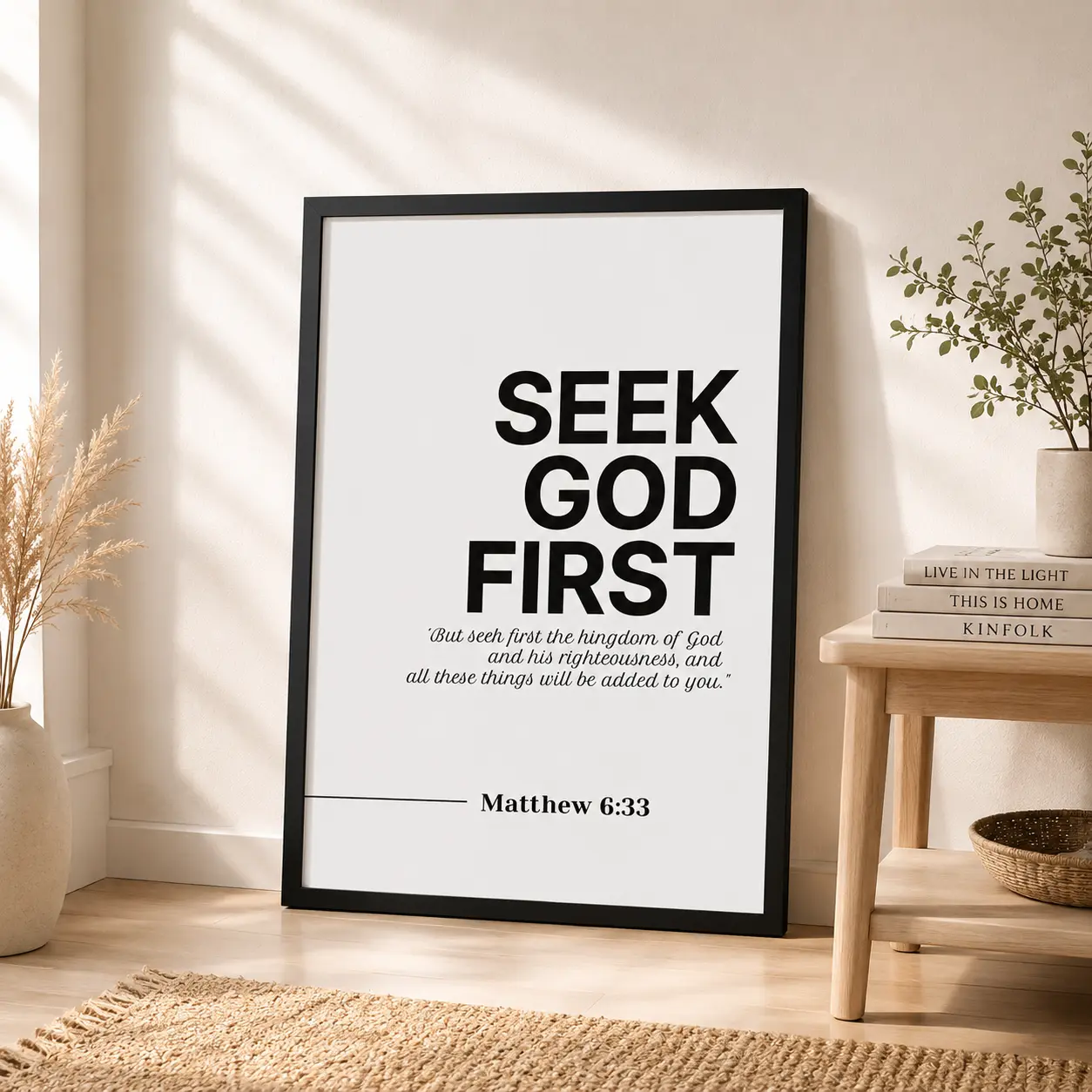 Matthew 6:33 Seek God First Wall Art | Christian Home Decor | Bible Verse Poster | Faith Inspirational Print
