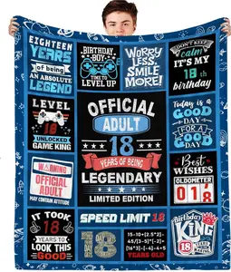 18 Year Old Boy Gifts Blanket 60"x50", Coolest Gifts for 18 Year Old Boy, Birthday Gift for 18 Year Old Boy, 18 Year Old Boy Gift Ideas, 18th Birthday Decorations for Boys, 18th Birthday Boy