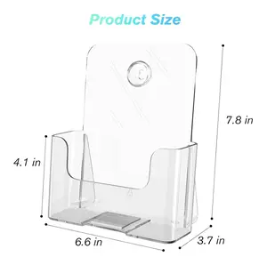 MaxGear Acrylic Brochure Holder 6 x 8 inch, Display Stand Plastic Flyer Holders, for 5.5 x 8.5 inch, 5 x 7 inch Menu Clear Literature Trifold Pamphlet Magazine Holders Countertop or Wall Mount, 2 Pack