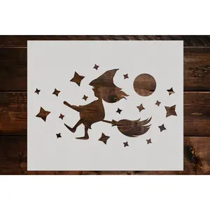 Witch on a Broom Stencil - Art and Wall Stencil