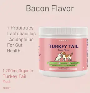 GAZIGAZI Turkey Tail Mushroom for Dogs – Natural Lump & Bump Support – Lipoma & Wart Care – Probiotic Mushroom Powder canine nutrition natural pet care Bacon Flavor Clean pet health dog salmonoil dog probiotic vitamins for pet